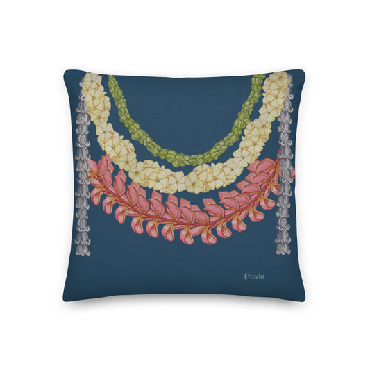 Navy Lei Drape Premium Pillow